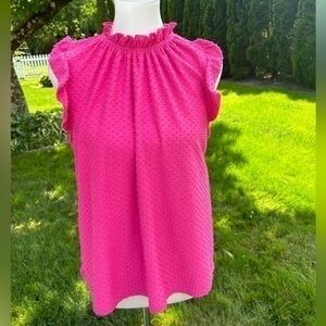 Anthropologie W5 Concepts babydoll swiss dot sleeveless ruffle sleeve top